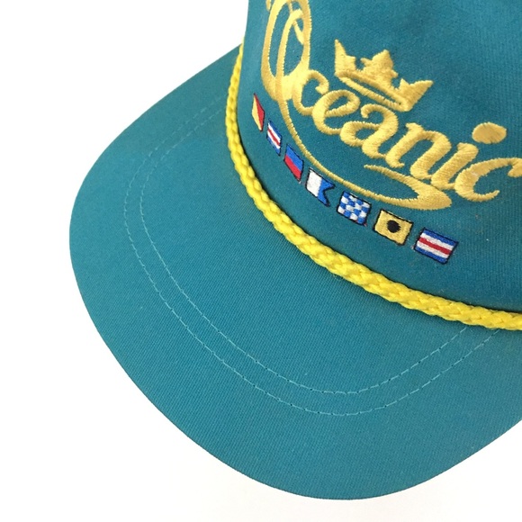 Vtg Star Ship Oceanic Hat Script Flag Logo Rope USA Golf Baseball Adjustable Cap - Picture 3 of 9
